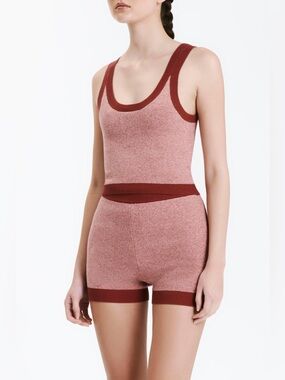 NWT NUDE LUCY ACTIVE KNIT TANK Color Chilli Scoop Neck Size Small Retails $90